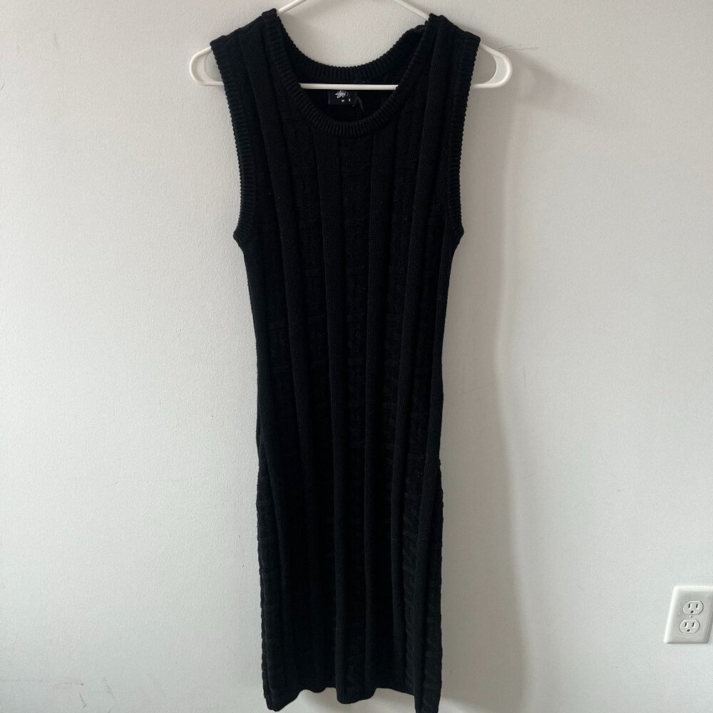 Black cable knit dress